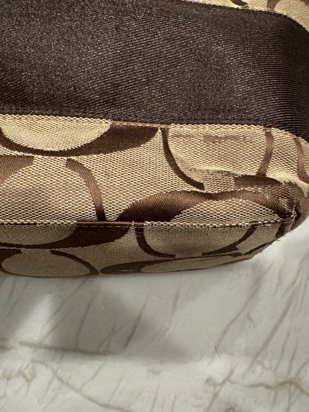 Coach Tan and Dark Brown Signature Canvas Shoulder Tote